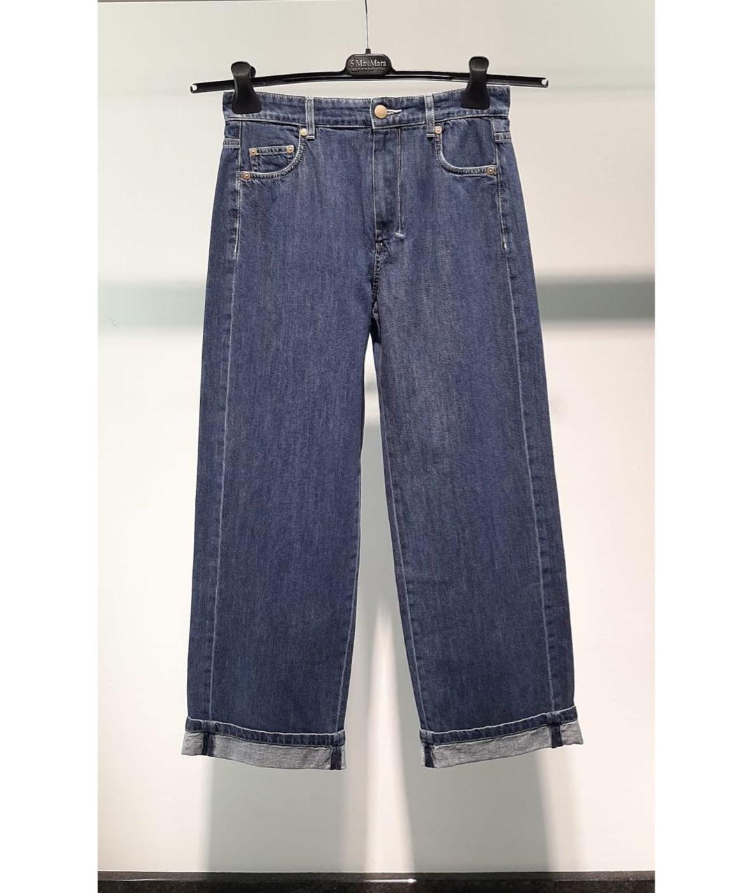 'S MAX MARA Синие хлопковые прямые джинсы, фото 3