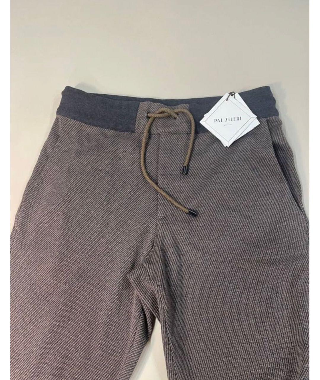 PAL ZILERI Коричневые хлопковые повседневные брюки, фото 4