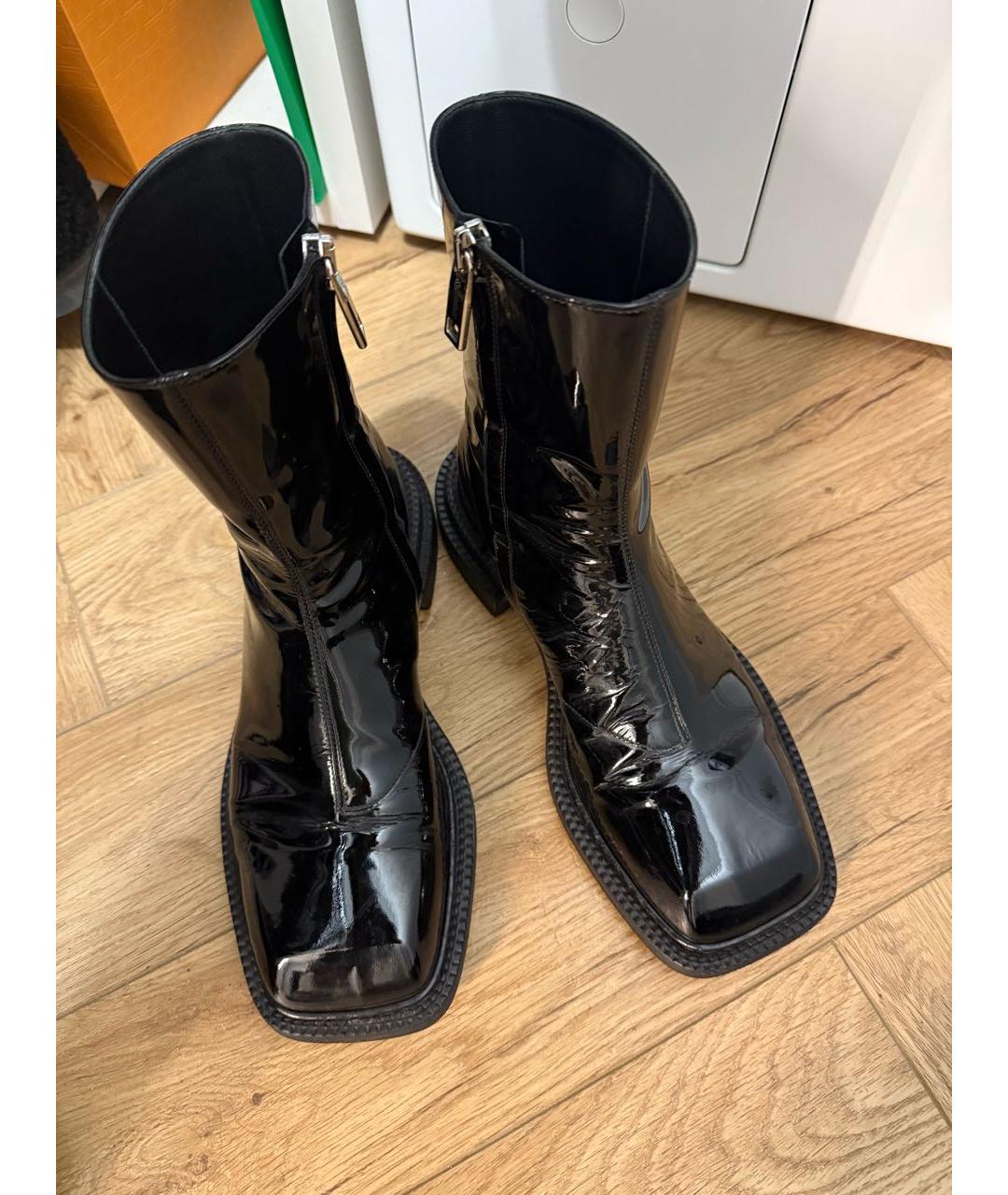 SPORTMAX Черные полусапоги из лакированной кожи, фото 2