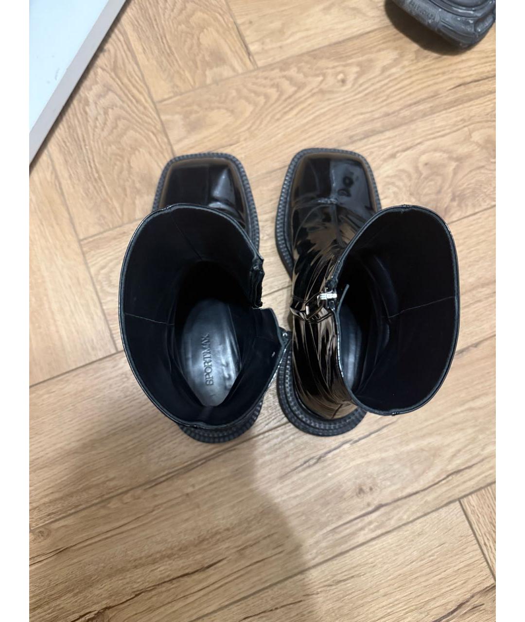 SPORTMAX Черные полусапоги из лакированной кожи, фото 3