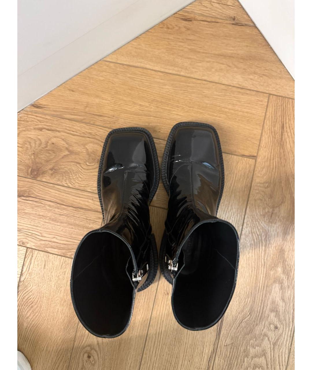 SPORTMAX Черные полусапоги из лакированной кожи, фото 8