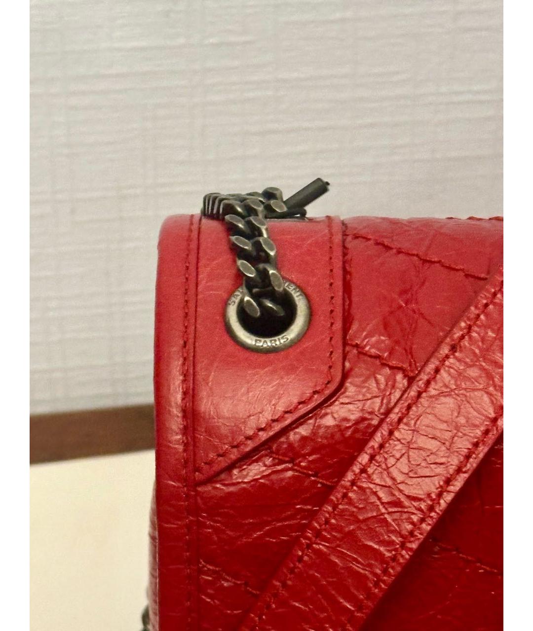 SAINT LAURENT Красная кожаная сумка через плечо, фото 5