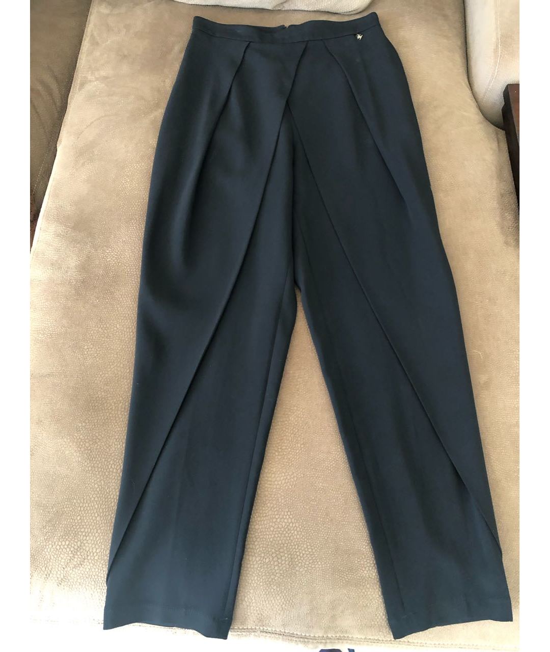 ELISABETTA FRANCHI Черные шелковые прямые брюки, фото 3