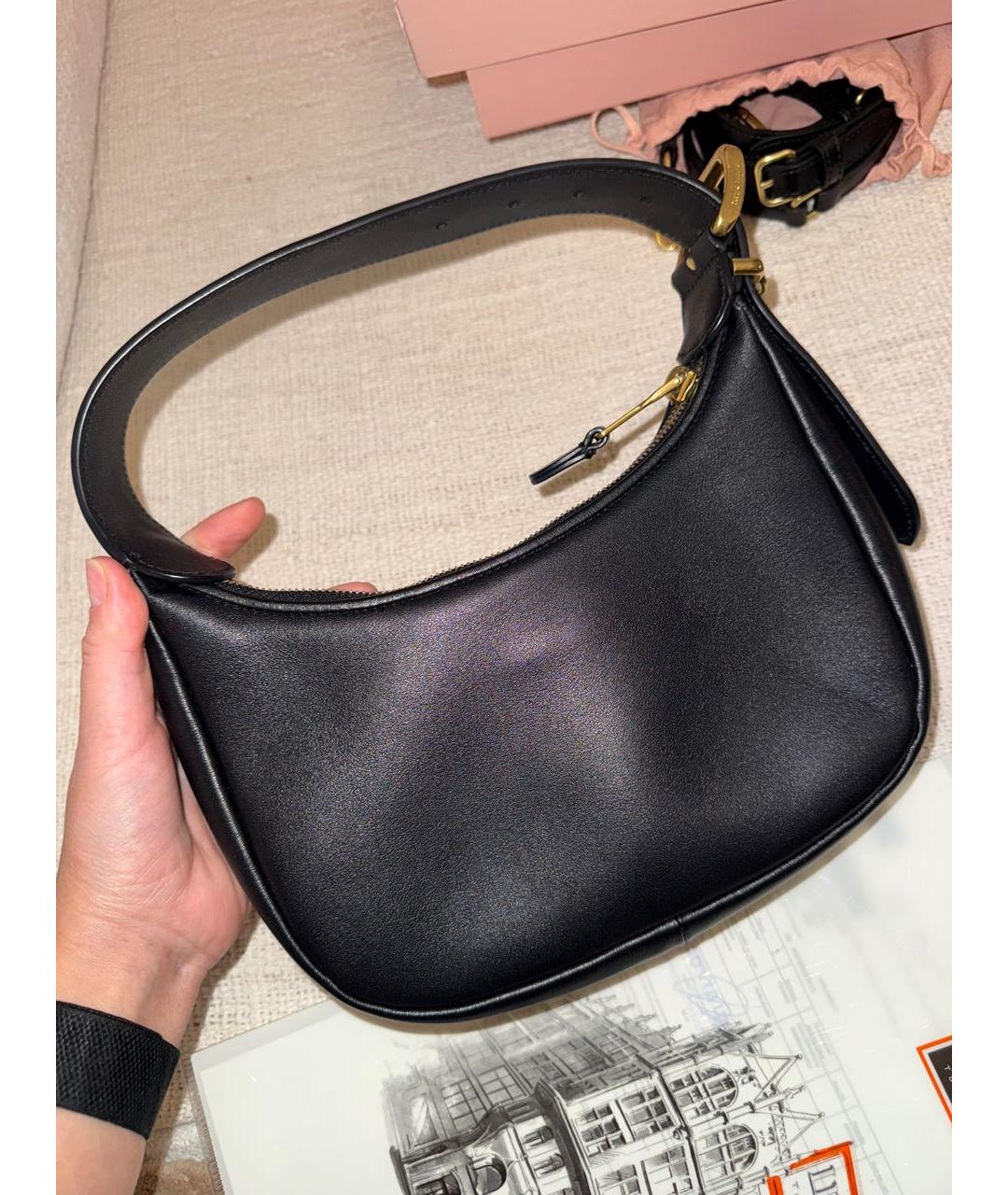 MIU MIU Черная кожаная сумка с короткими ручками, фото 3