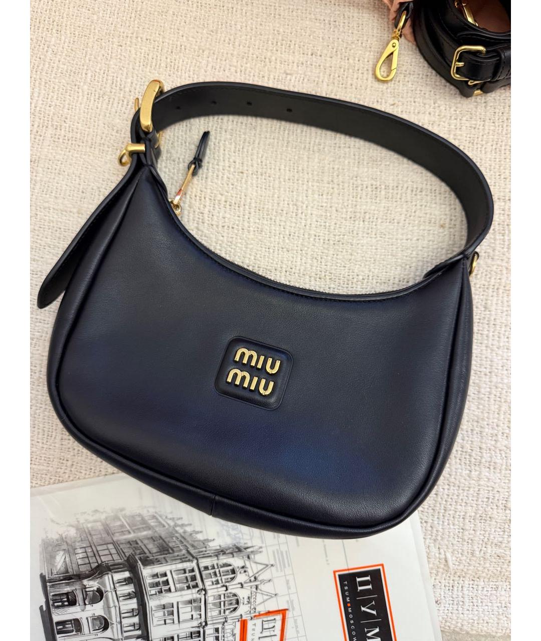 MIU MIU Черная кожаная сумка с короткими ручками, фото 5