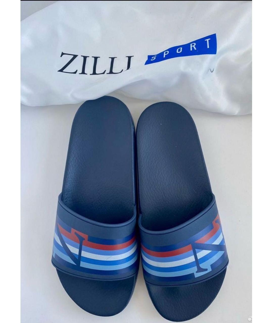 ZILLI Темно-синие шлепанцы, фото 4