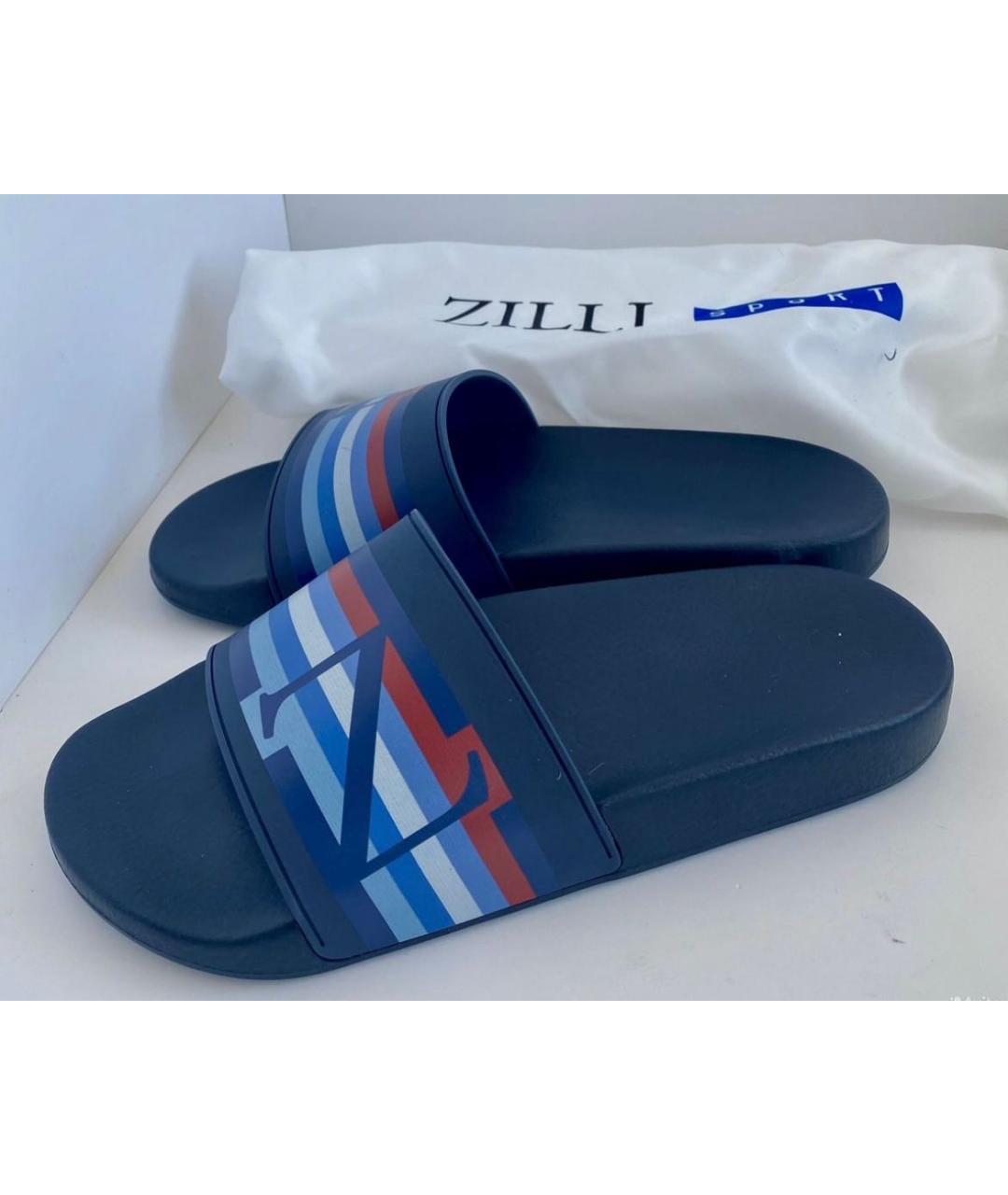 ZILLI Темно-синие шлепанцы, фото 3