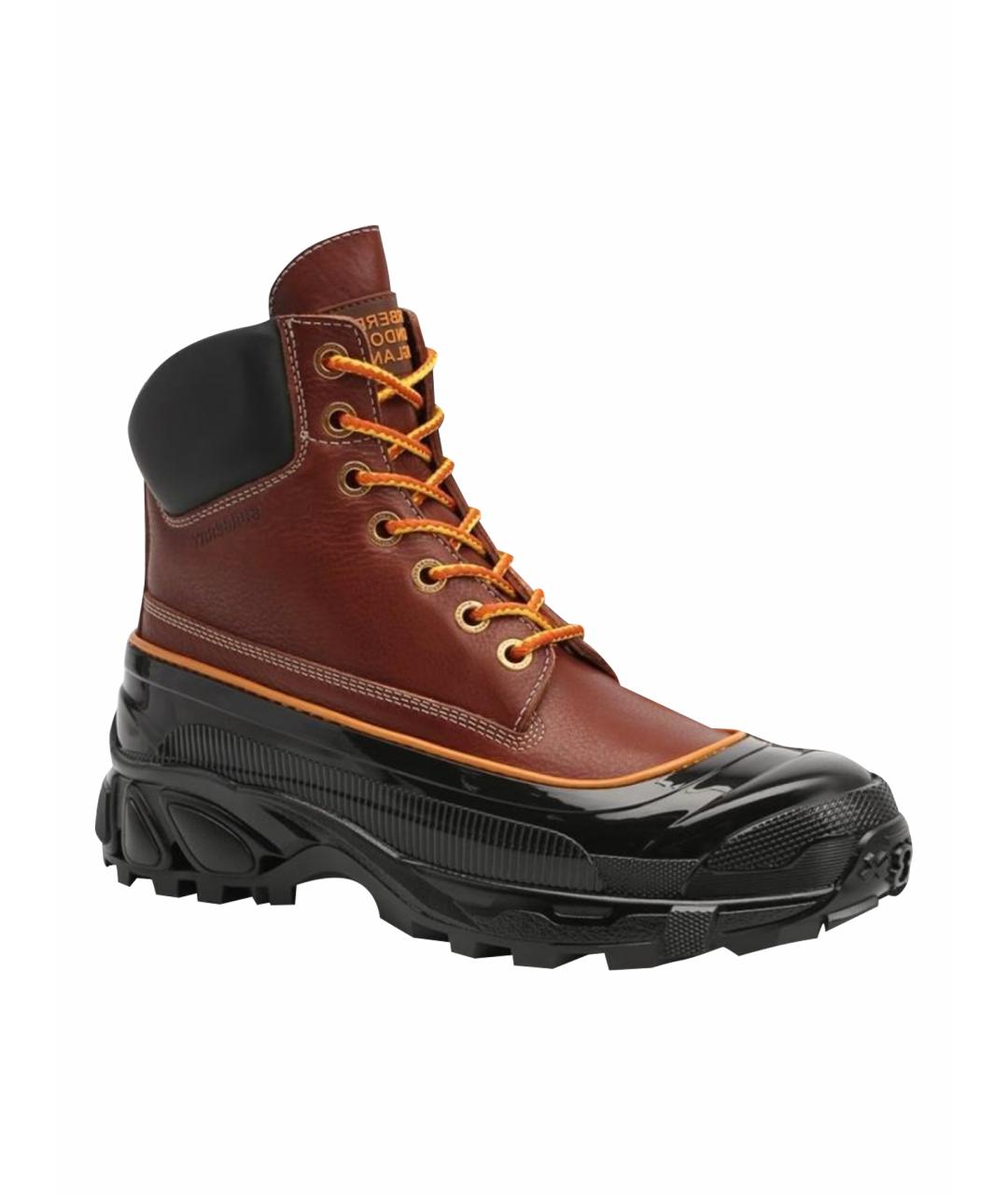 BURBERRY Коричневые кожаные высокие ботинки, фото 1