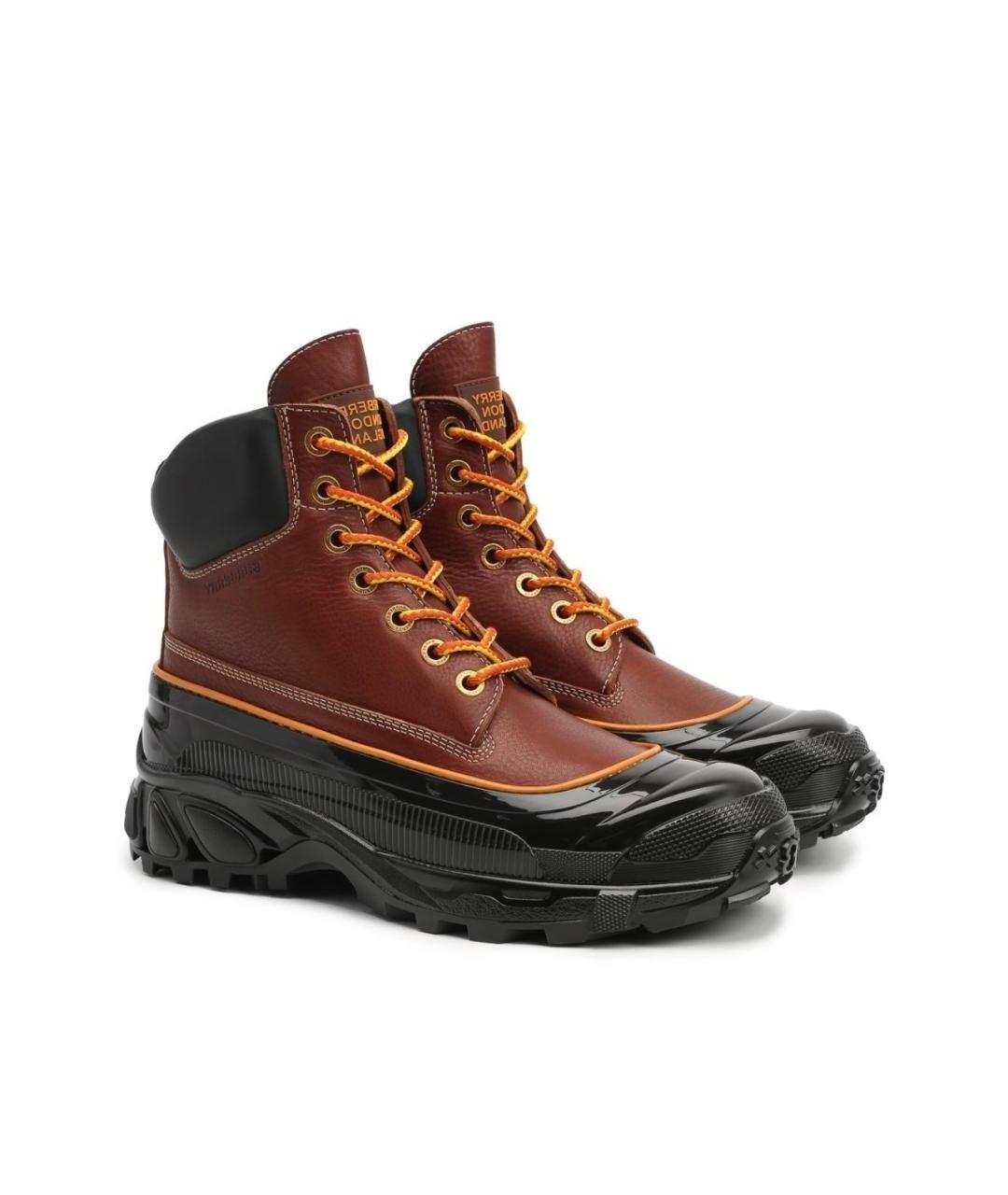 BURBERRY Коричневые кожаные высокие ботинки, фото 8