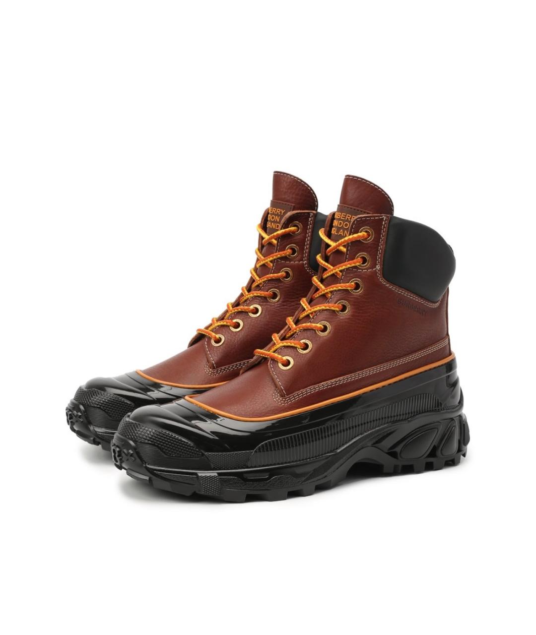 BURBERRY Коричневые кожаные высокие ботинки, фото 7