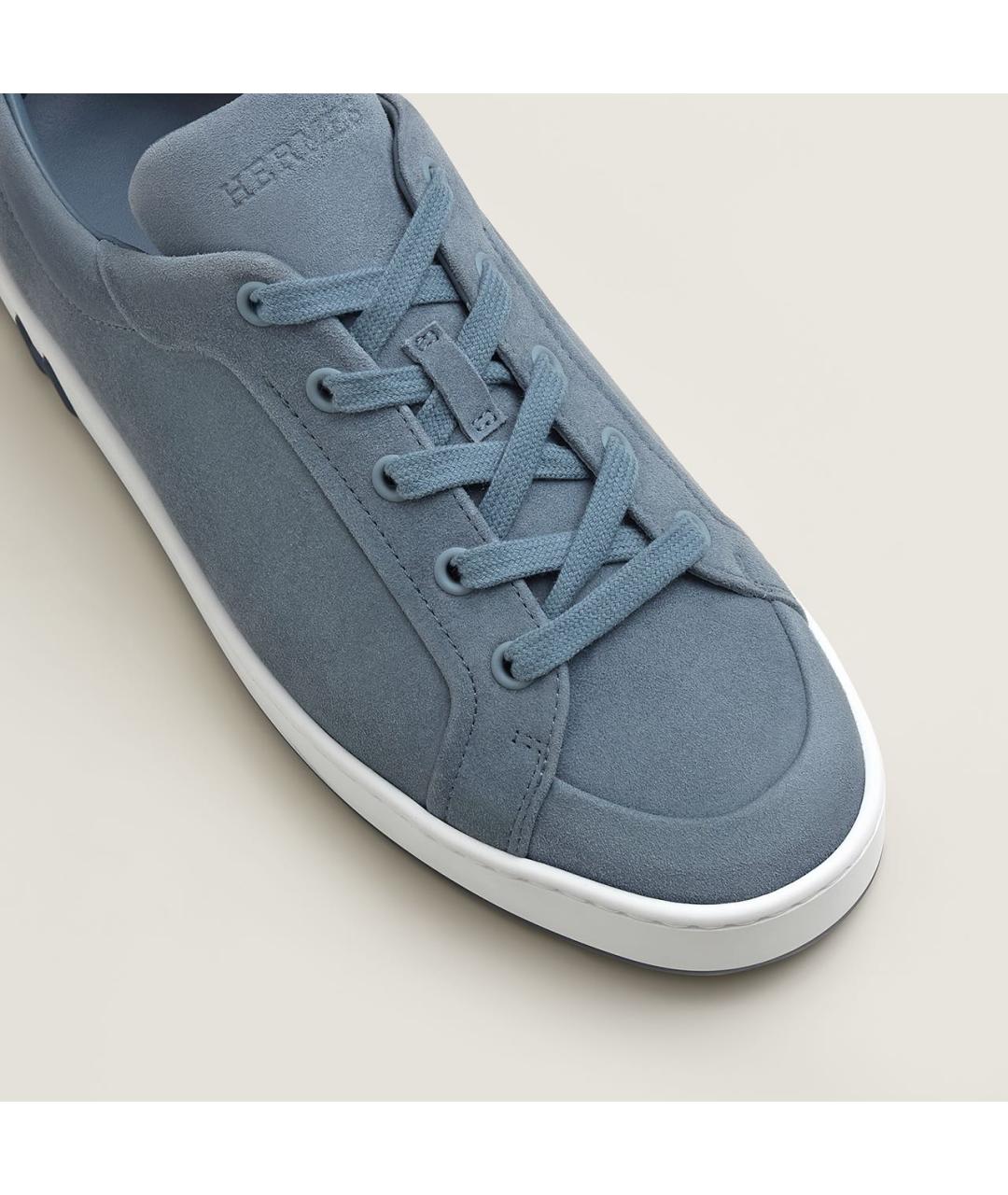 HERMES Синие замшевые кеды, фото 4