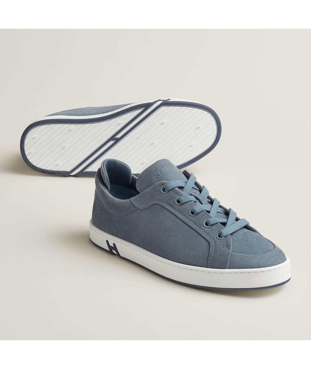 HERMES Синие замшевые кеды, фото 2