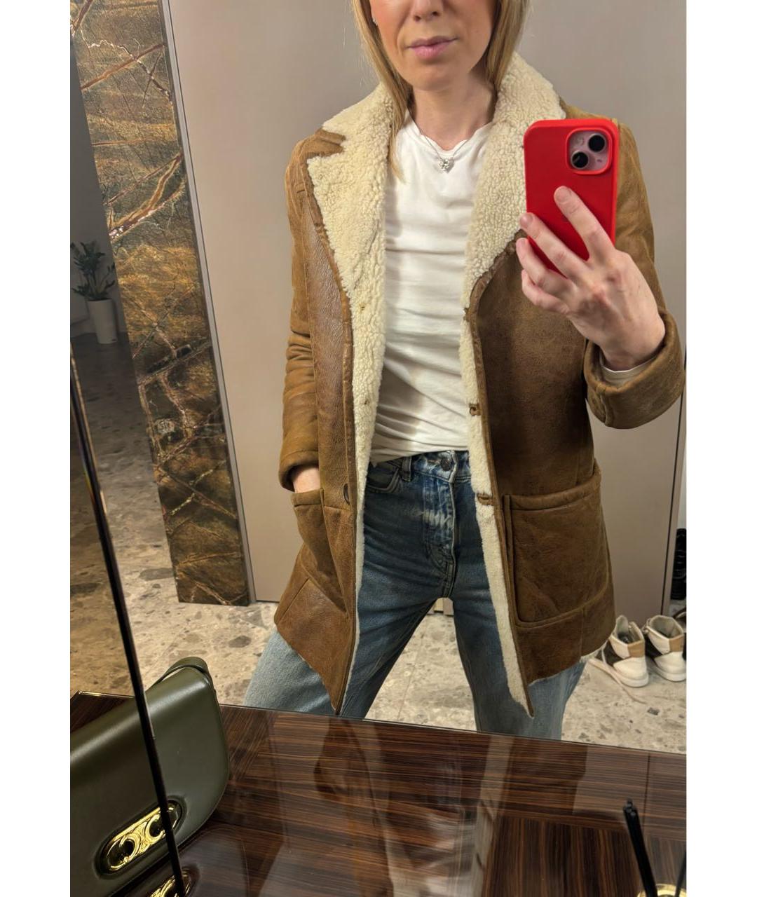 PRADA Коричневая кожаная дубленка, фото 6