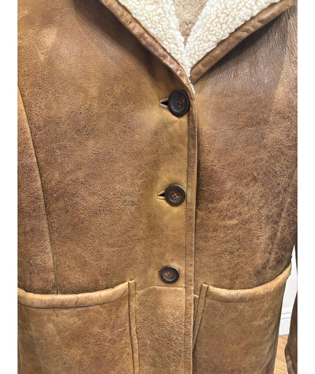 PRADA Коричневая кожаная дубленка, фото 4