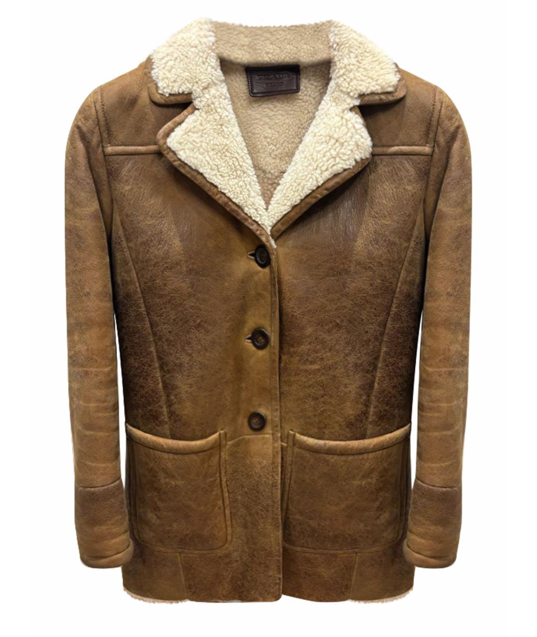 PRADA Коричневая кожаная дубленка, фото 1