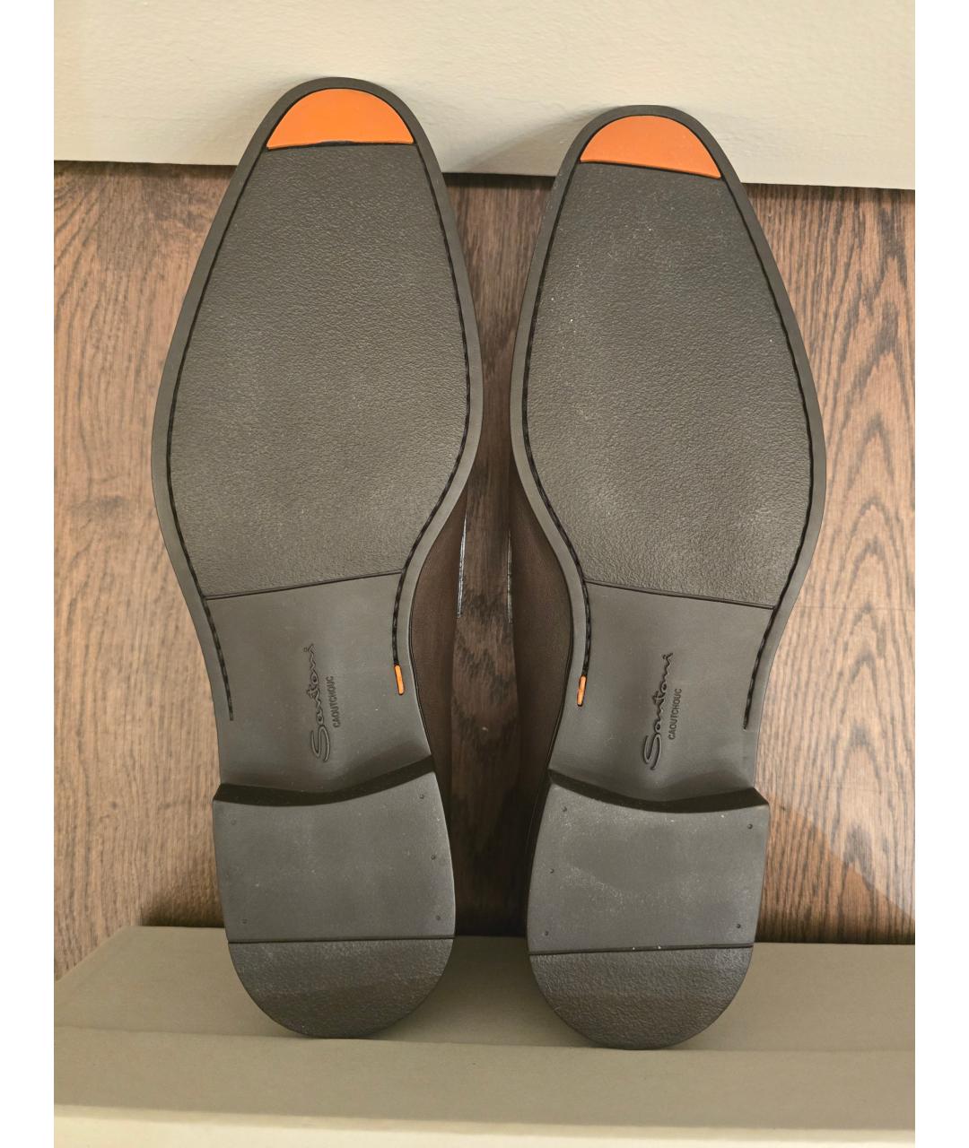 SANTONI Коричневые кожаные лоферы, фото 4