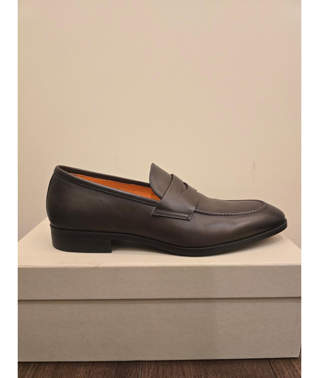 SANTONI Коричневые кожаные лоферы, фото 5