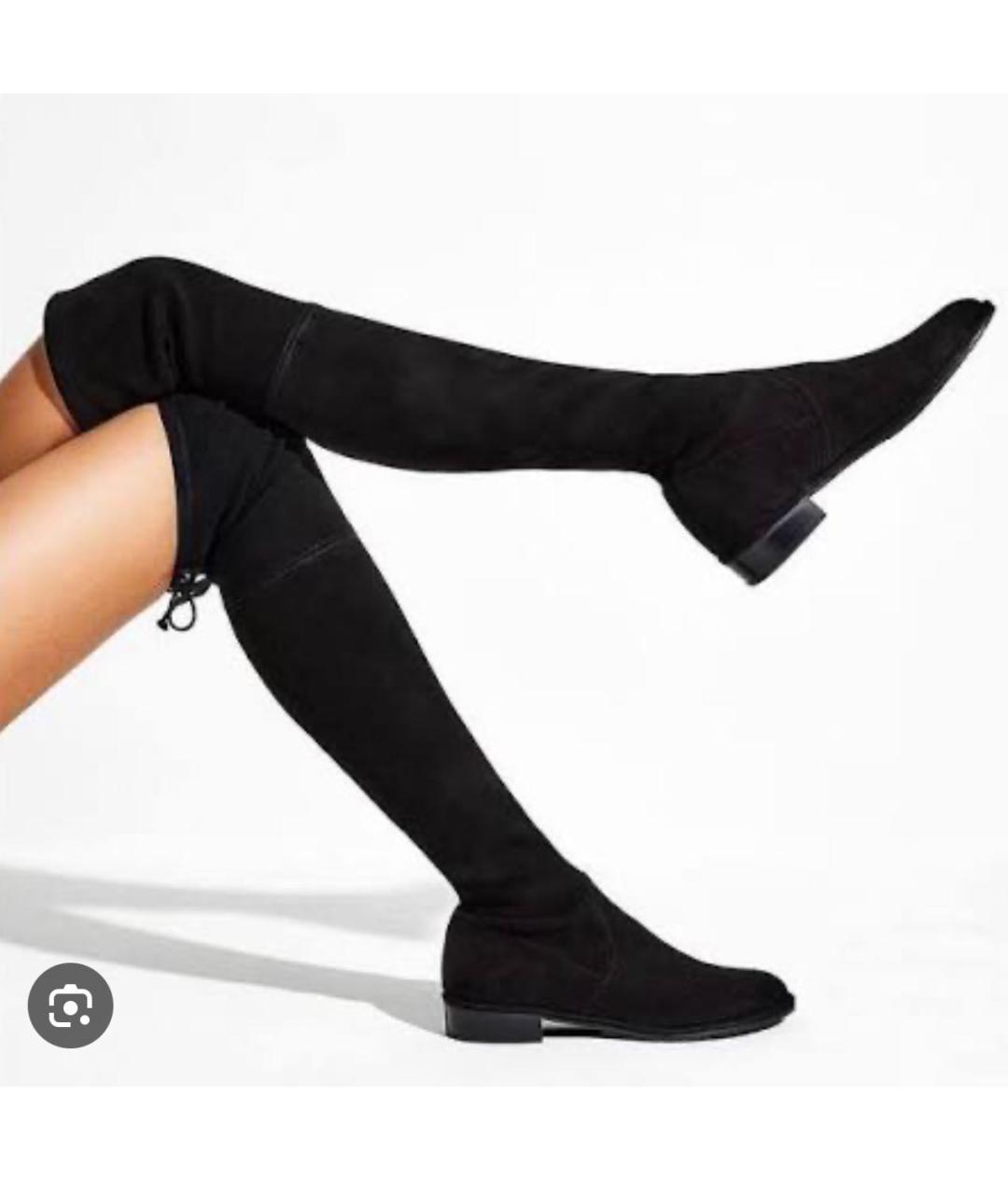 STUART WEITZMAN Черные замшевые ботфорты, фото 3