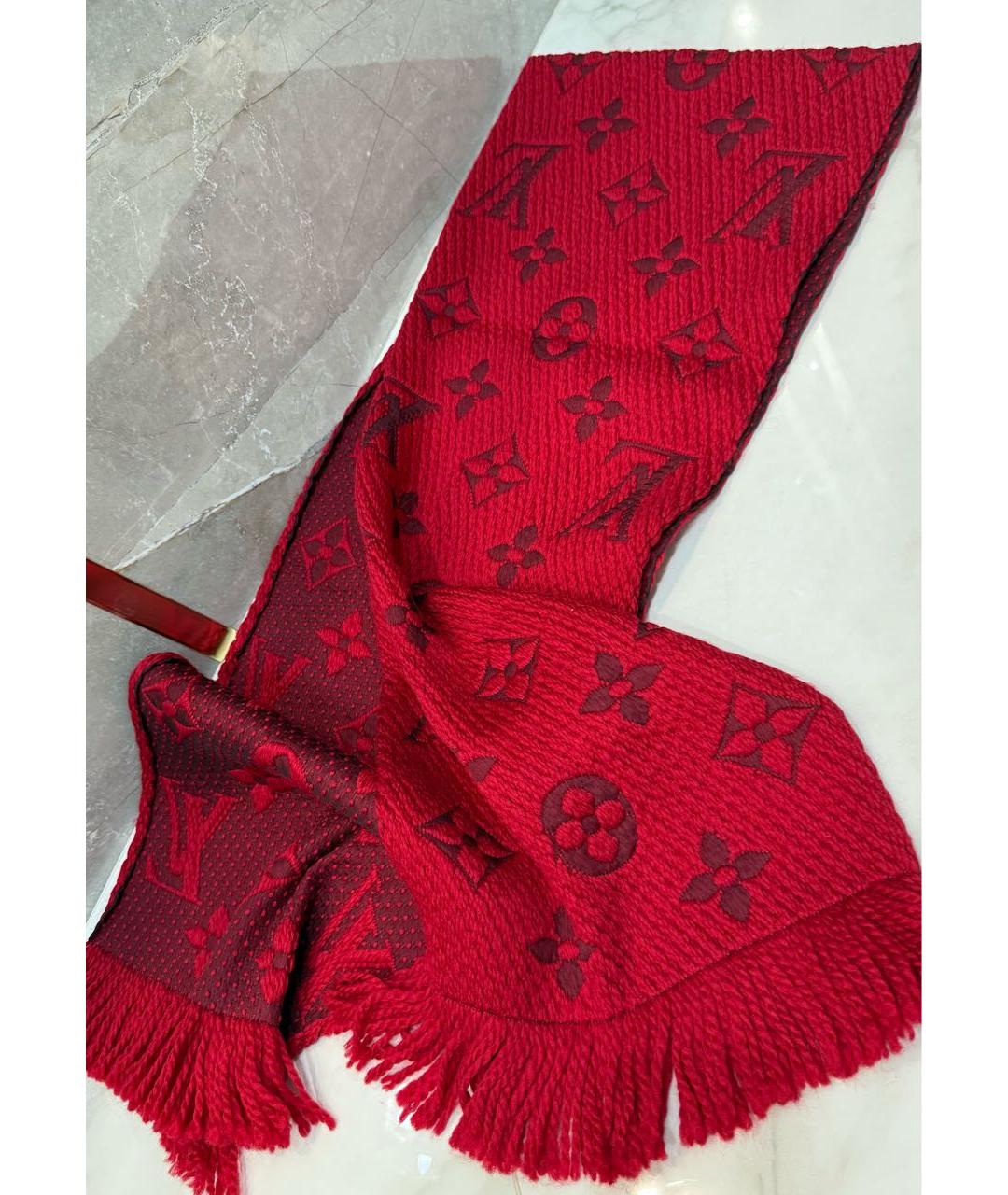 LOUIS VUITTON Красный шерстяной шарф, фото 4