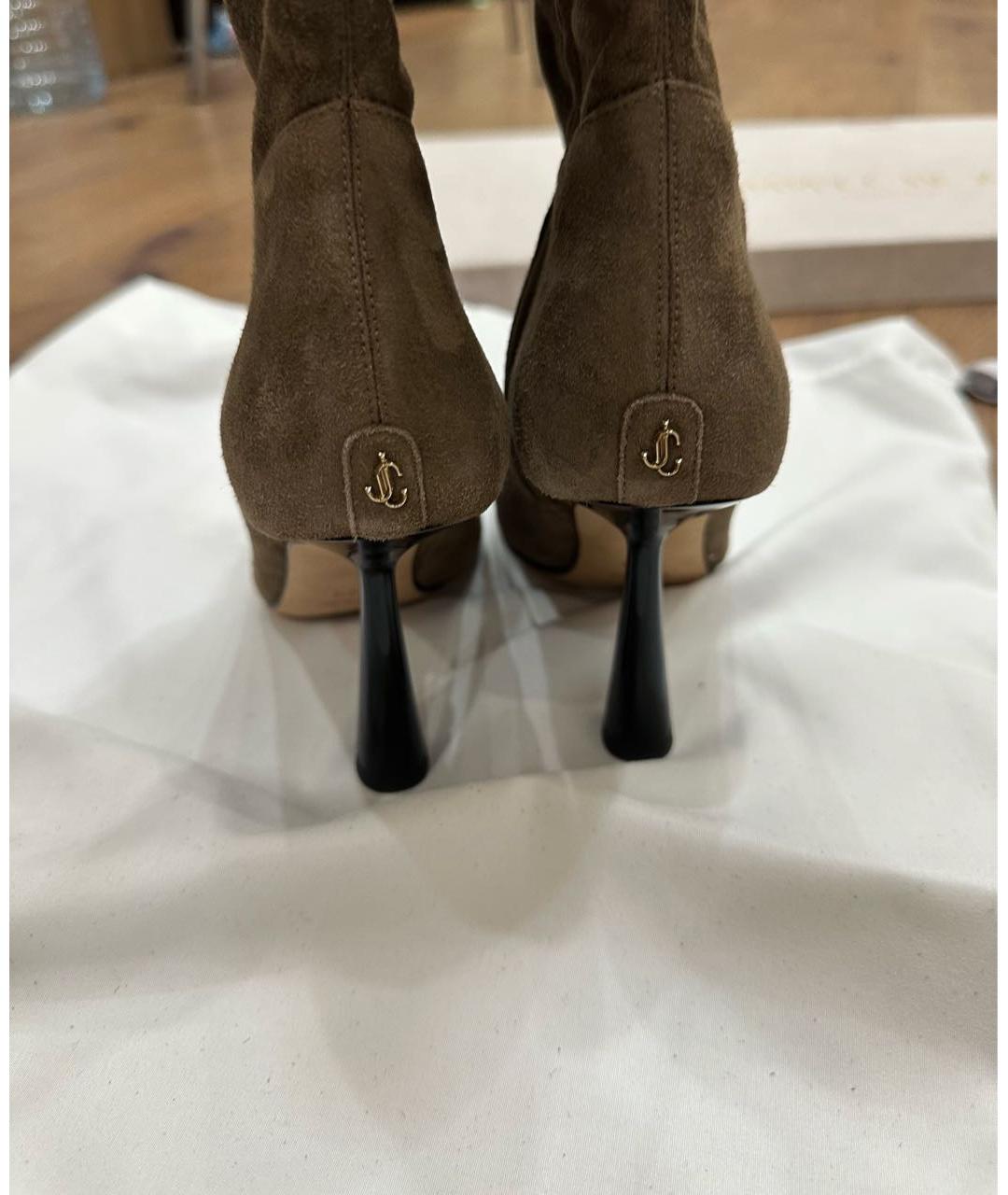 JIMMY CHOO Бежевые замшевые ботфорты, фото 5