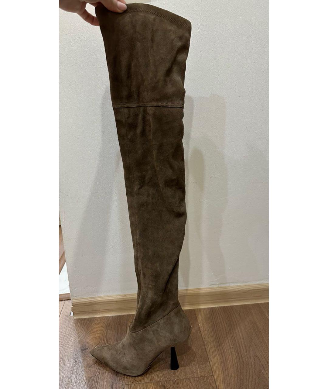 JIMMY CHOO Бежевые замшевые ботфорты, фото 3