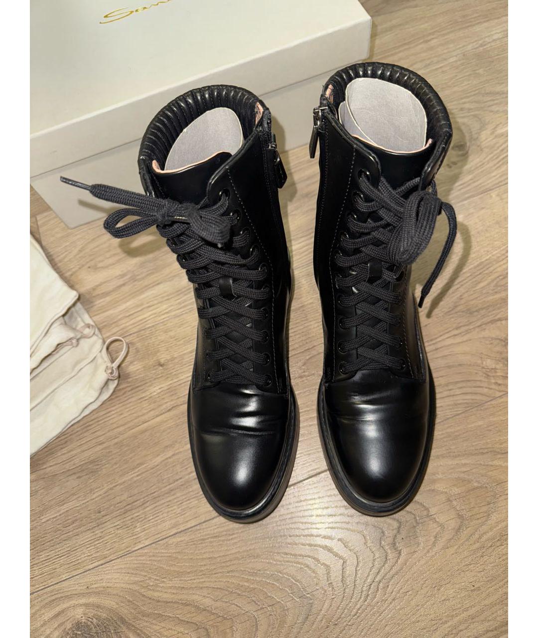 SANTONI Черные кожаные ботинки, фото 2