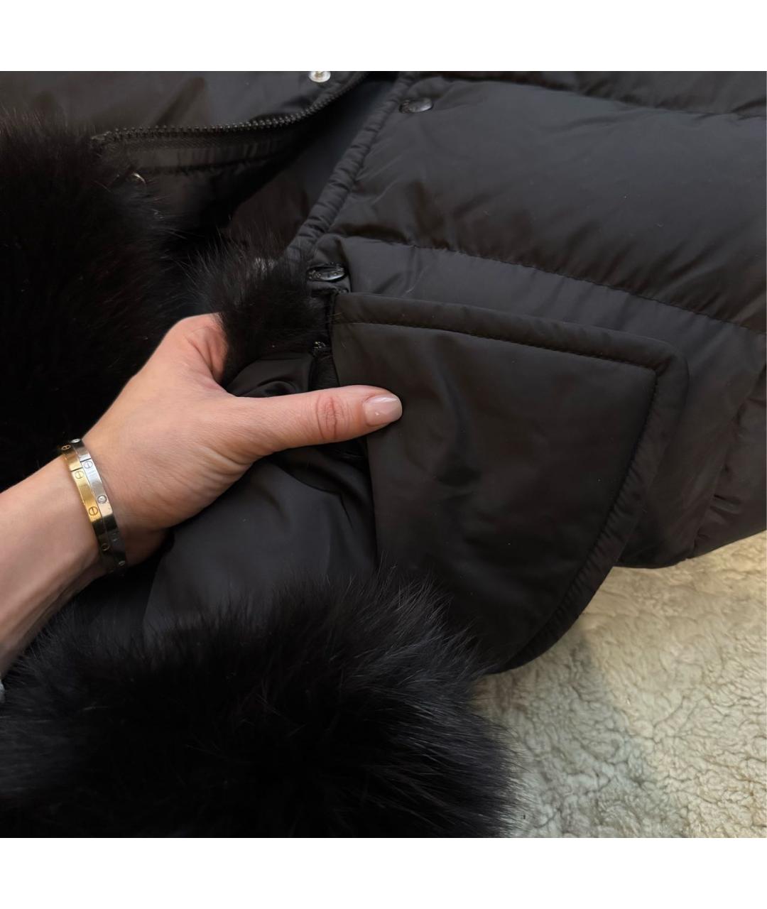 MONCLER Черный полиэстеровый пуховик, фото 5