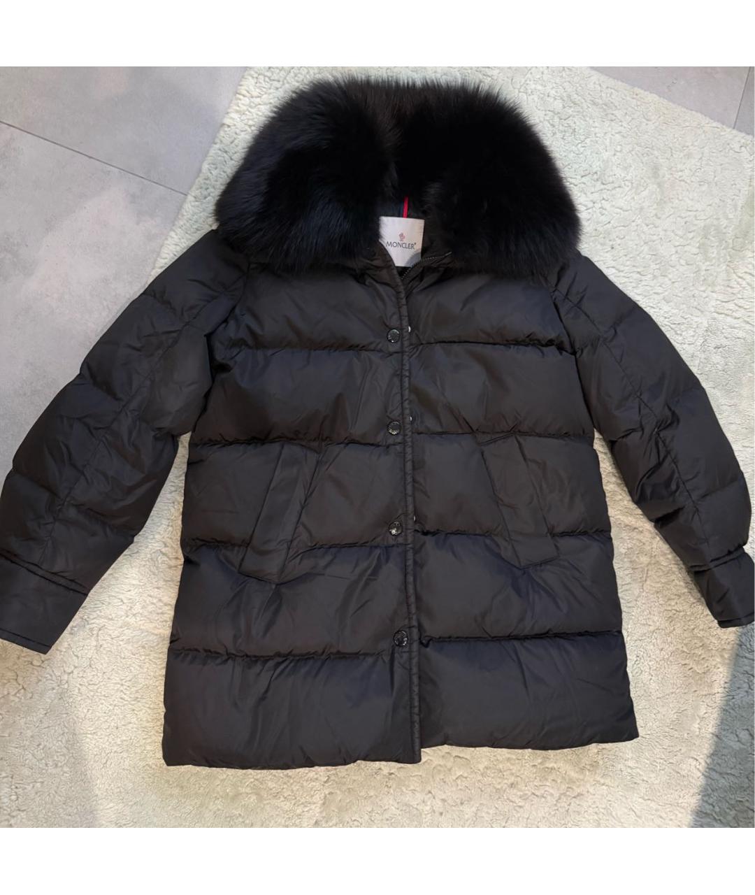 MONCLER Черный полиэстеровый пуховик, фото 9