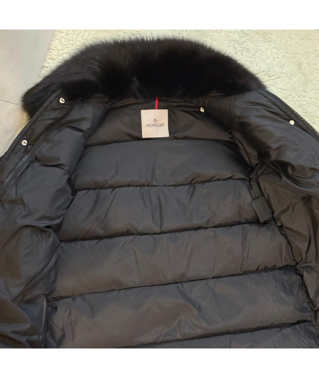 MONCLER Черный полиэстеровый пуховик, фото 3