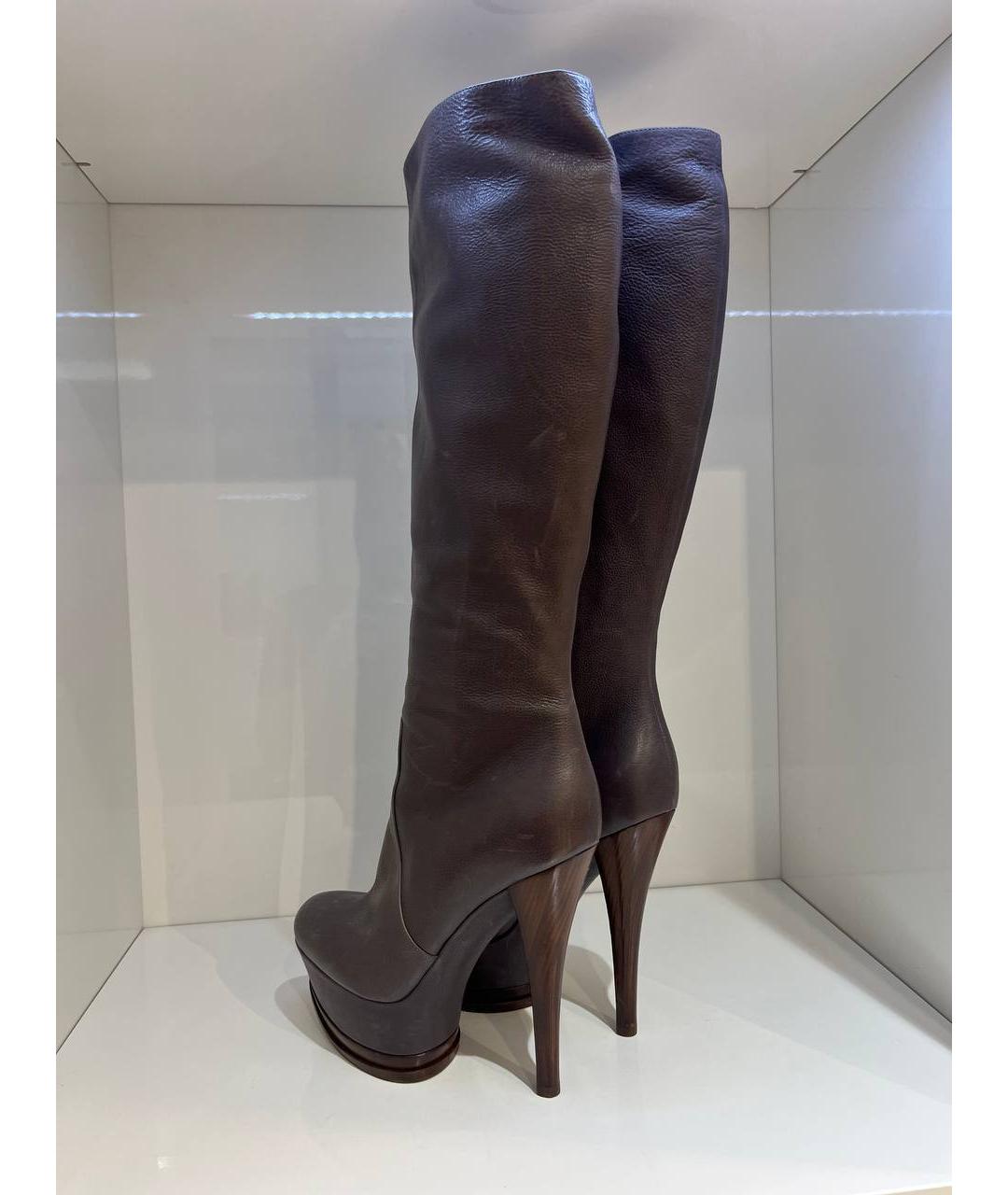 CASADEI Коричневые кожаные сапоги, фото 3