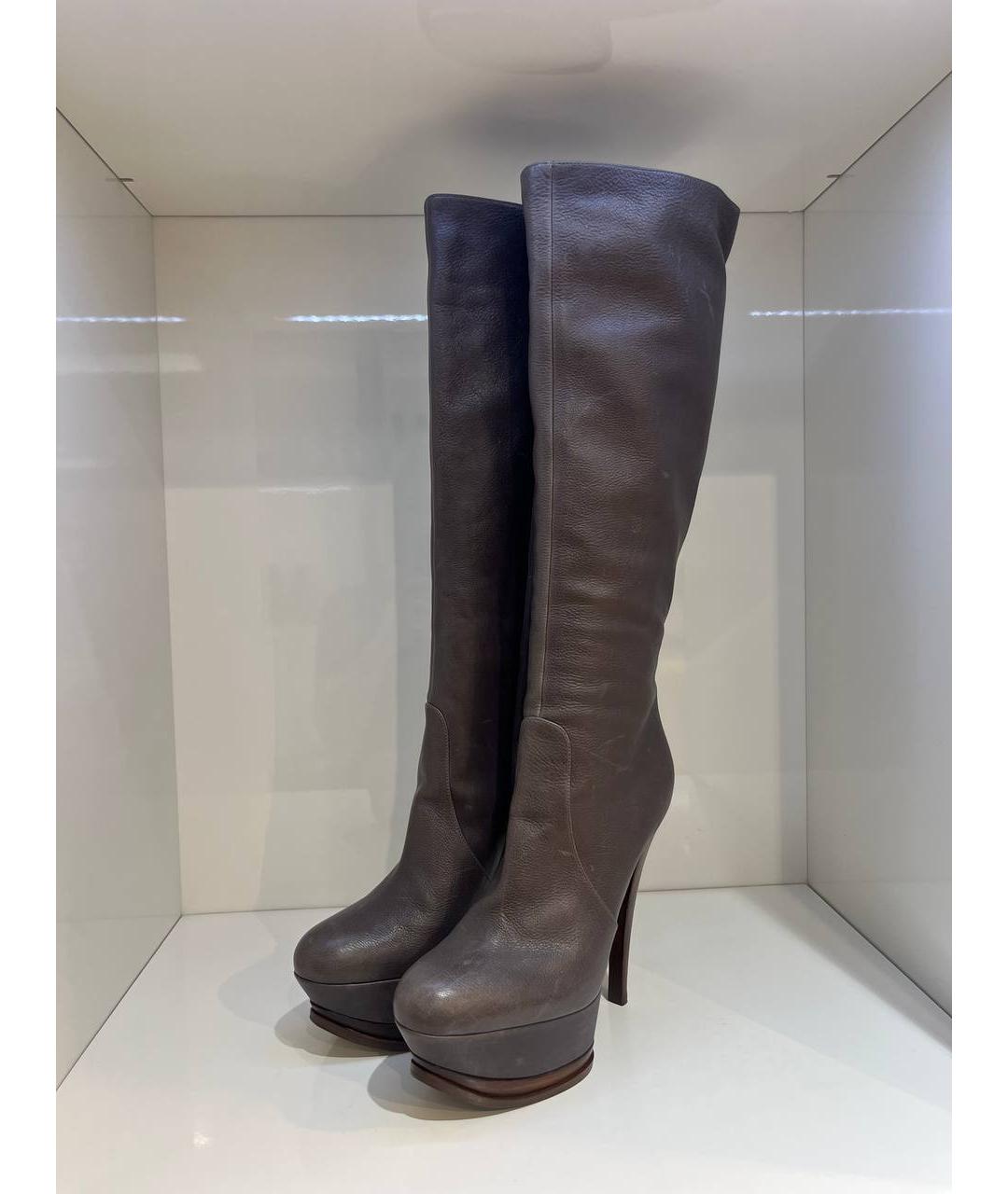 CASADEI Коричневые кожаные сапоги, фото 2