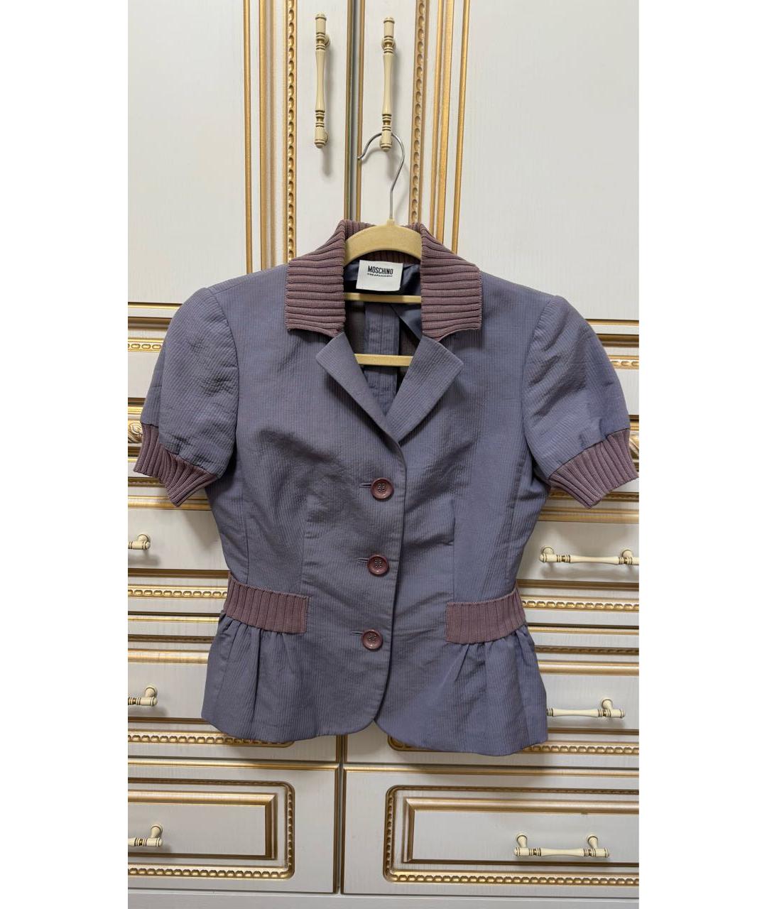 MOSCHINO Фиолетовый хлопковый жакет/пиджак, фото 7