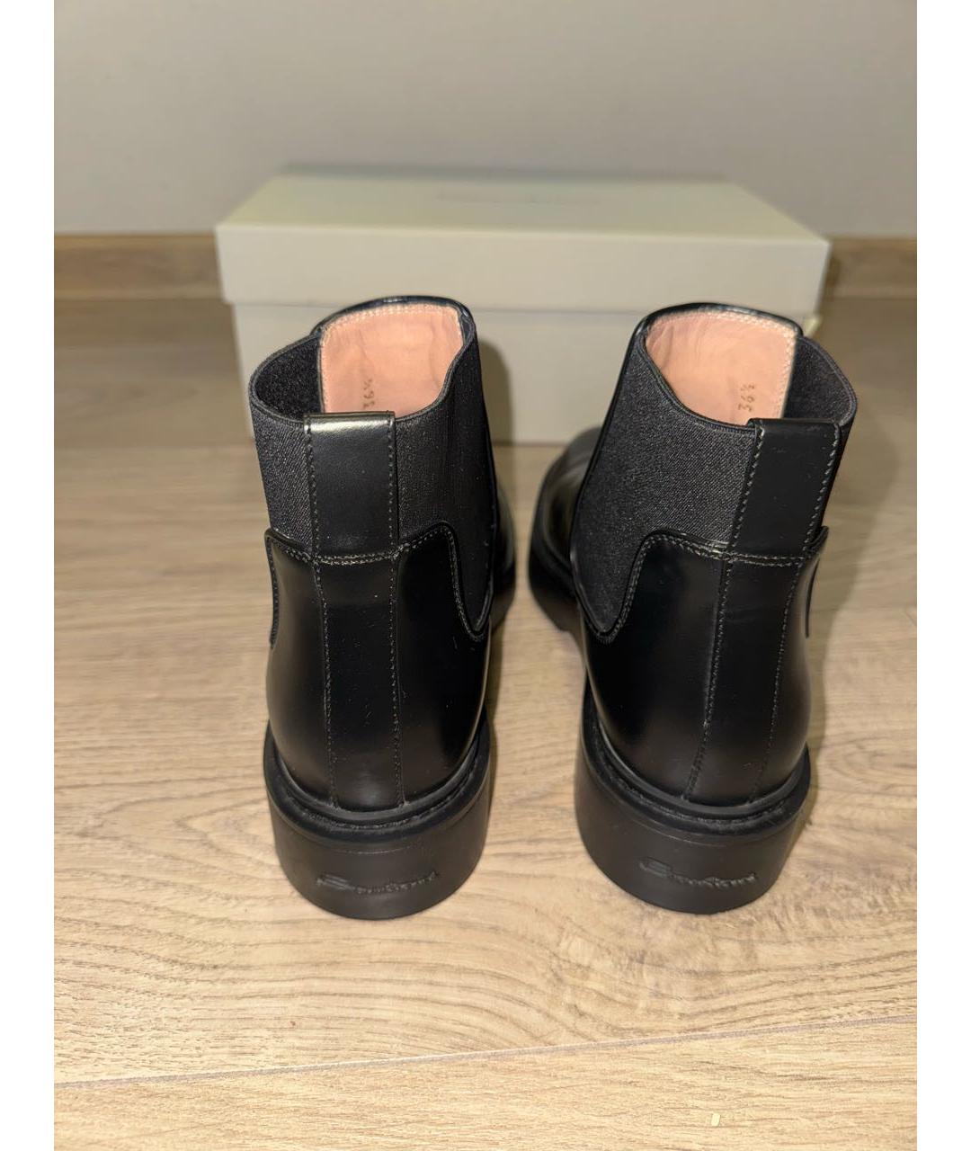 SANTONI Черные кожаные полусапоги, фото 4