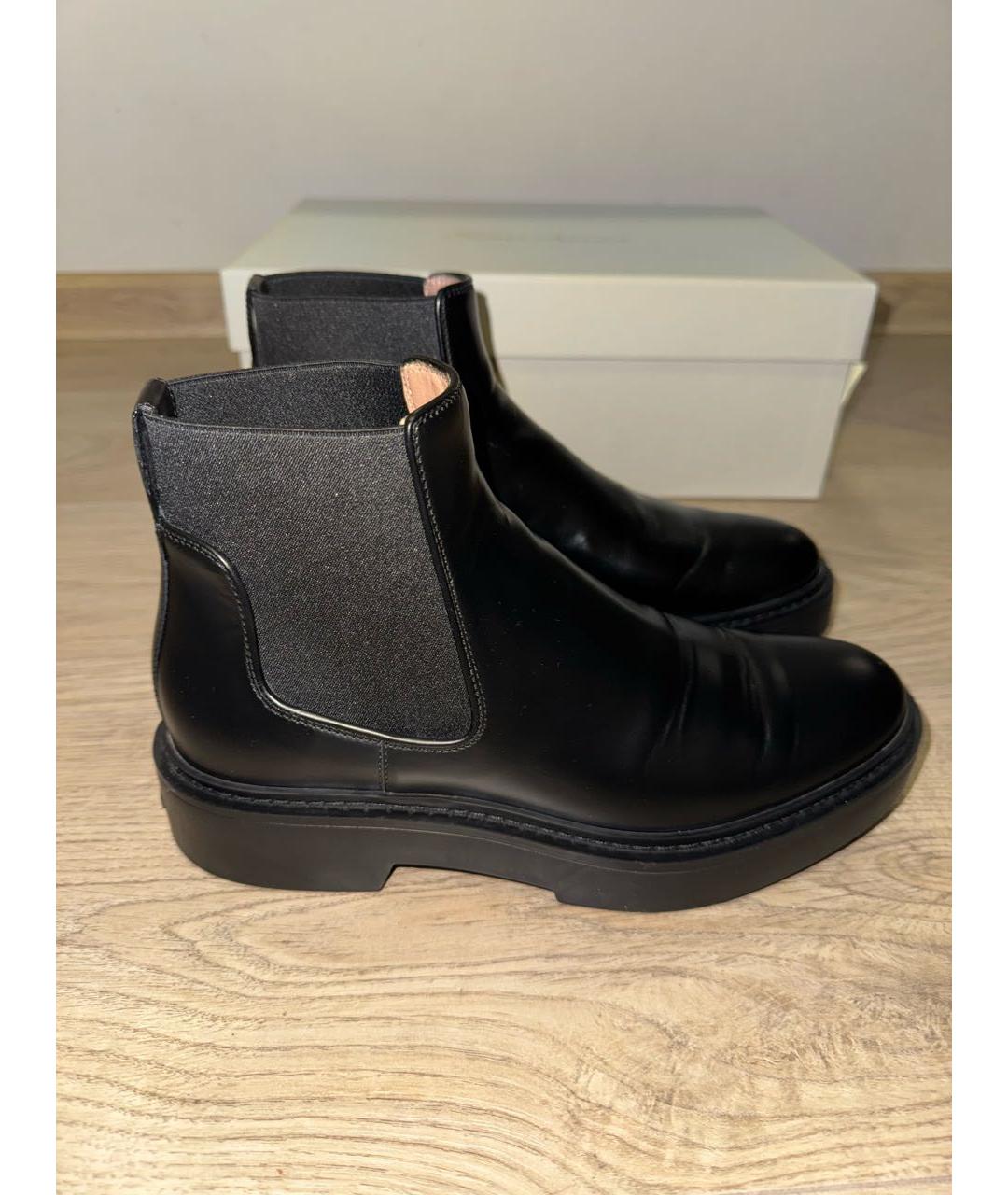 SANTONI Черные кожаные полусапоги, фото 3