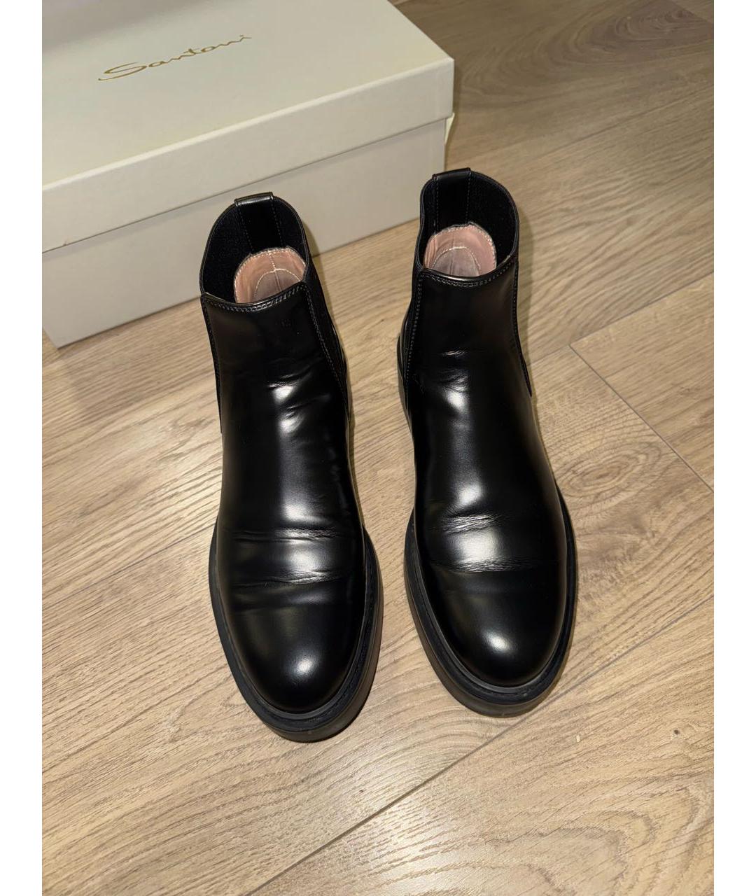 SANTONI Черные кожаные полусапоги, фото 2