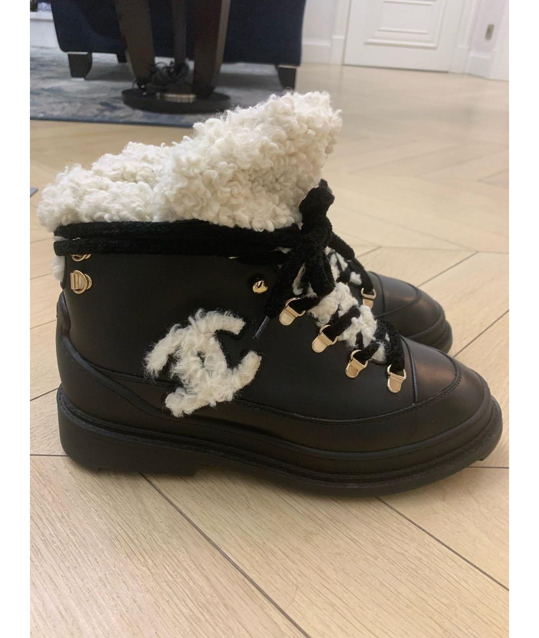 CHANEL Черные кожаные ботинки, фото 5