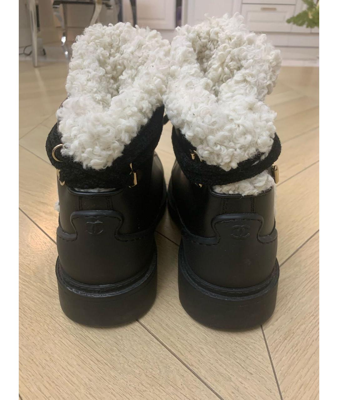 CHANEL Черные кожаные ботинки, фото 3