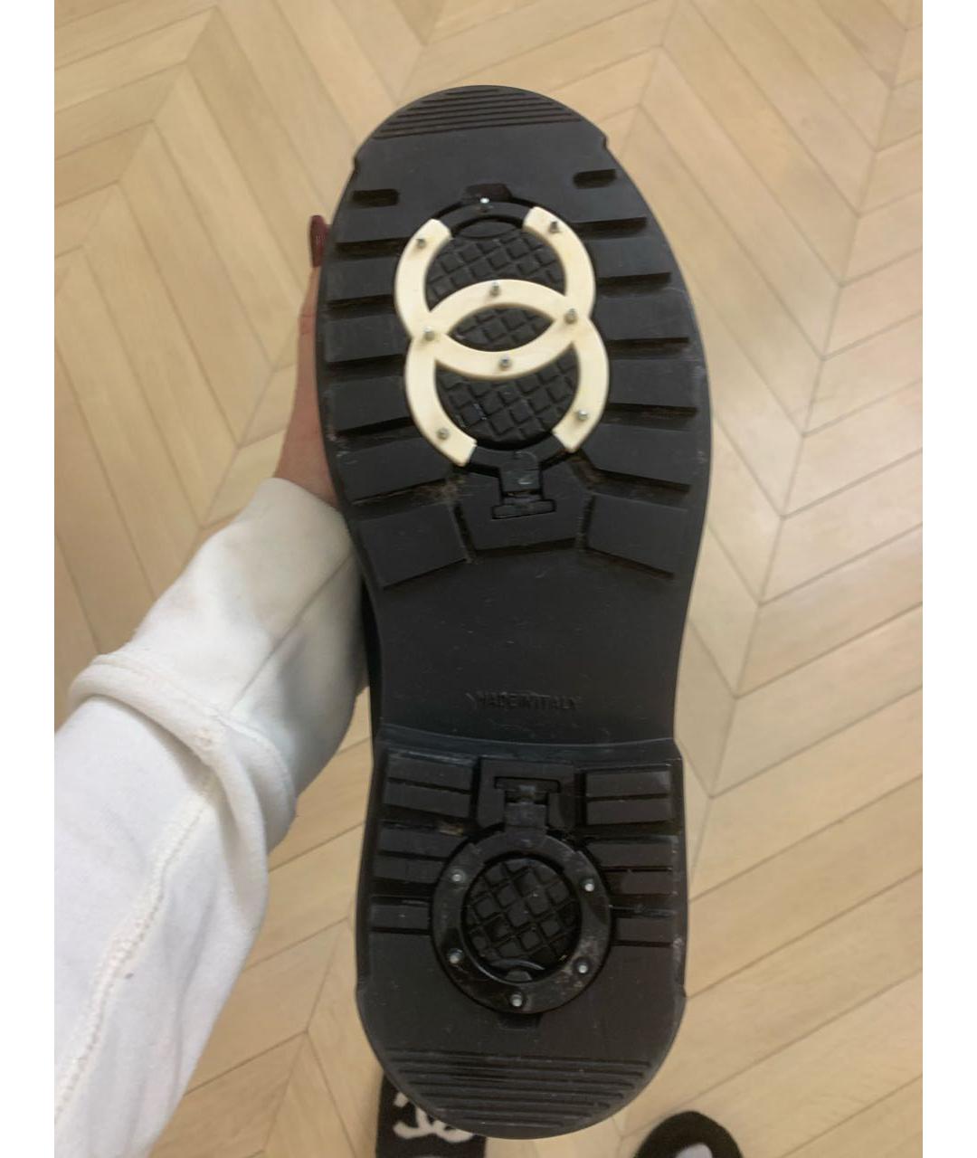 CHANEL Черные кожаные ботинки, фото 4