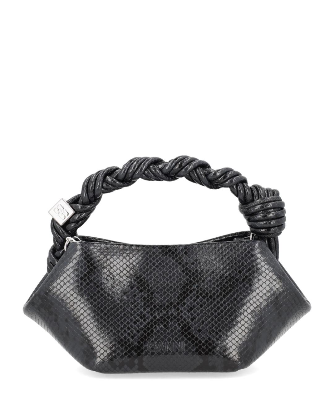 GANNI Черная синтетическая сумка с короткими ручками, фото 2