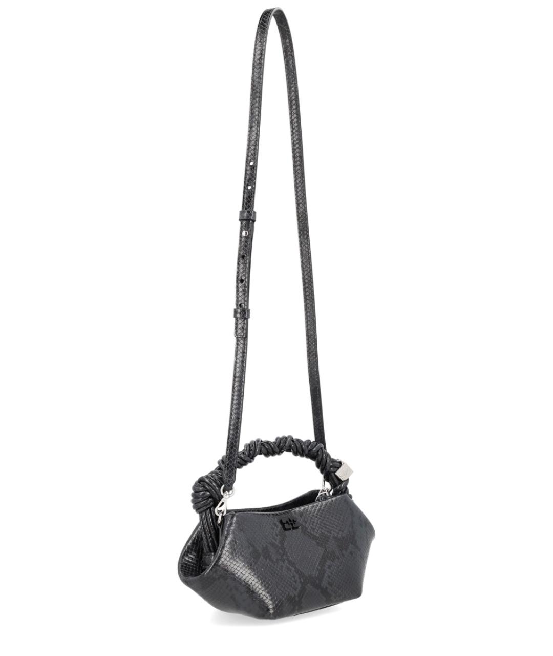 GANNI Черная синтетическая сумка с короткими ручками, фото 3