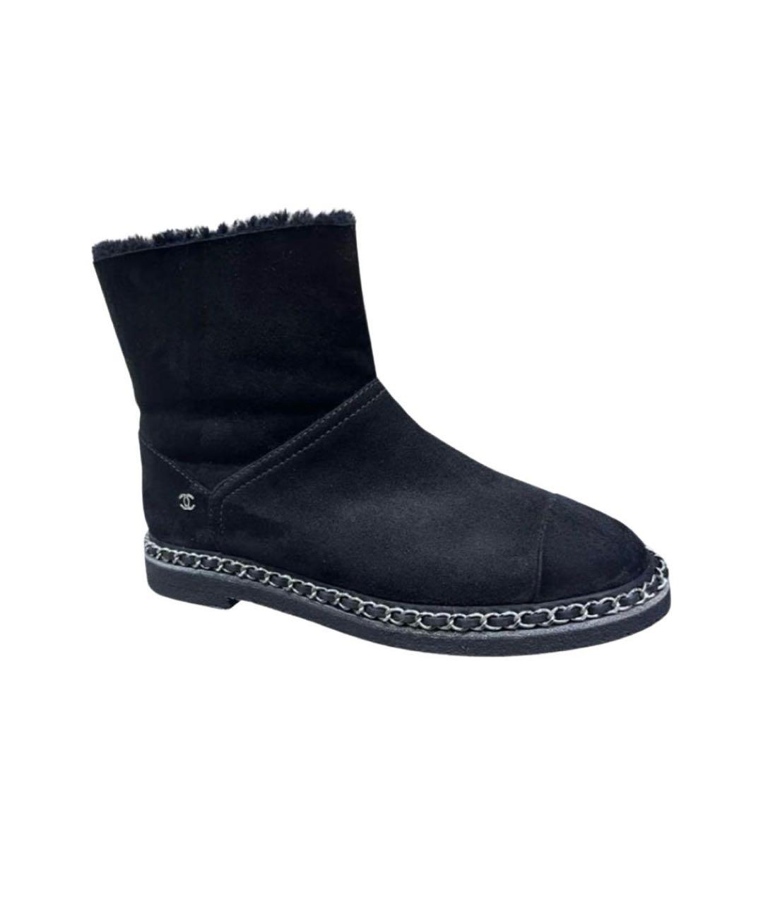 CHANEL Черные замшевые ботинки, фото 1