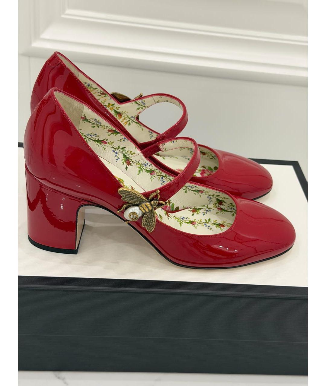 GUCCI Красные кожаные туфли, фото 3