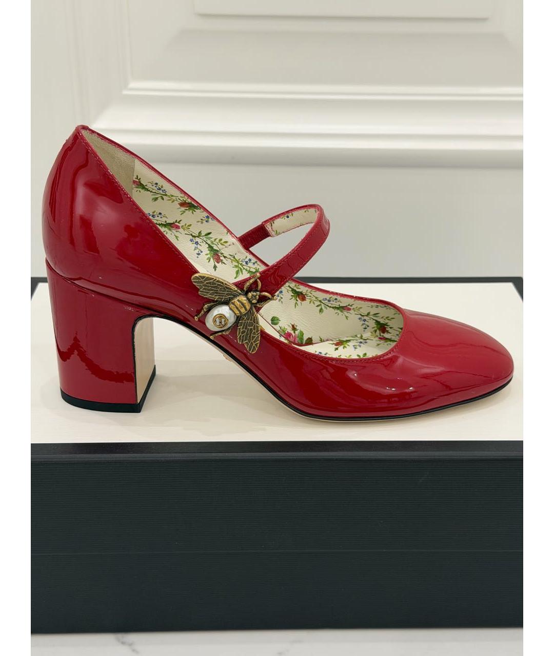 GUCCI Красные кожаные туфли, фото 7