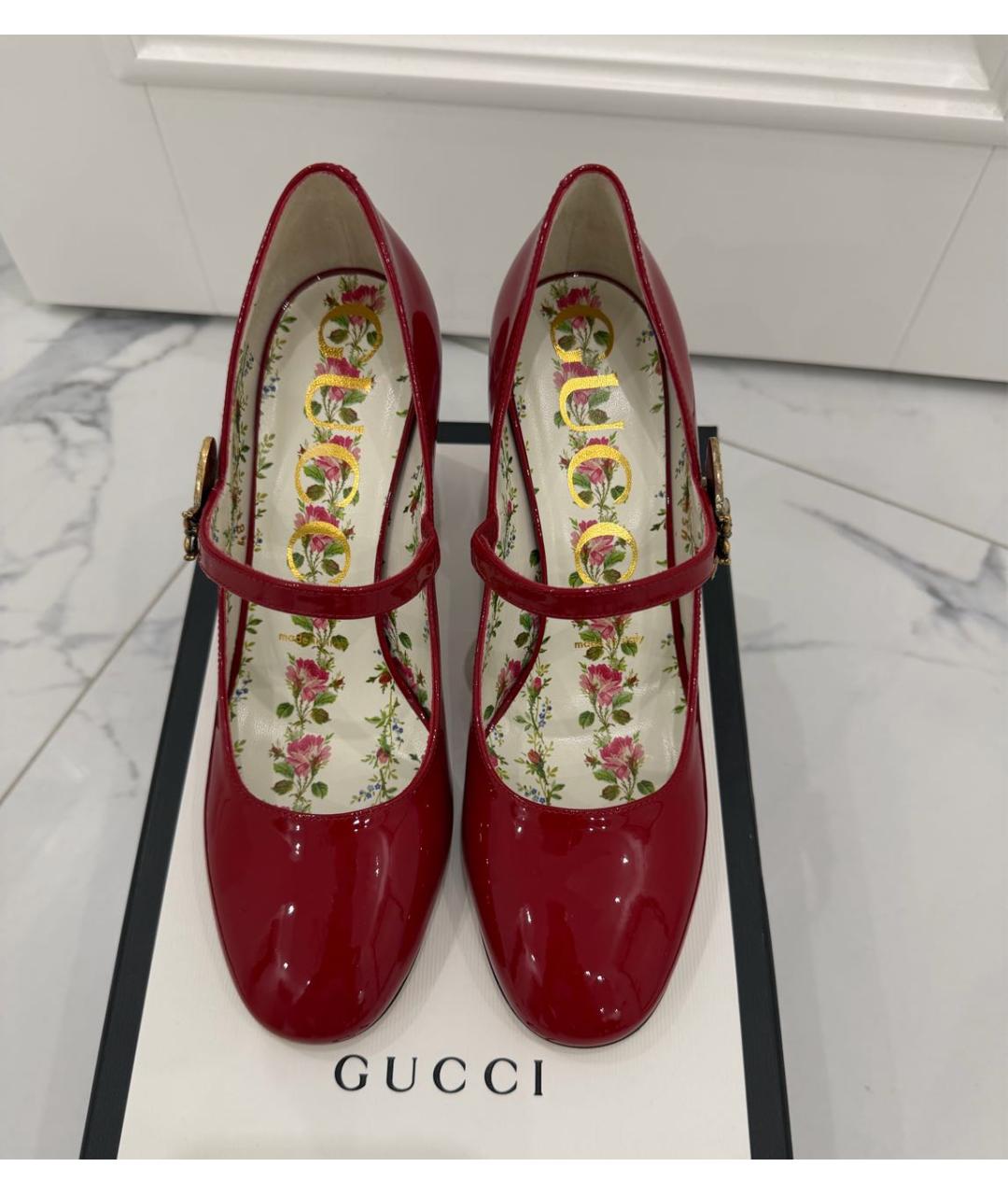 GUCCI Красные кожаные туфли, фото 2