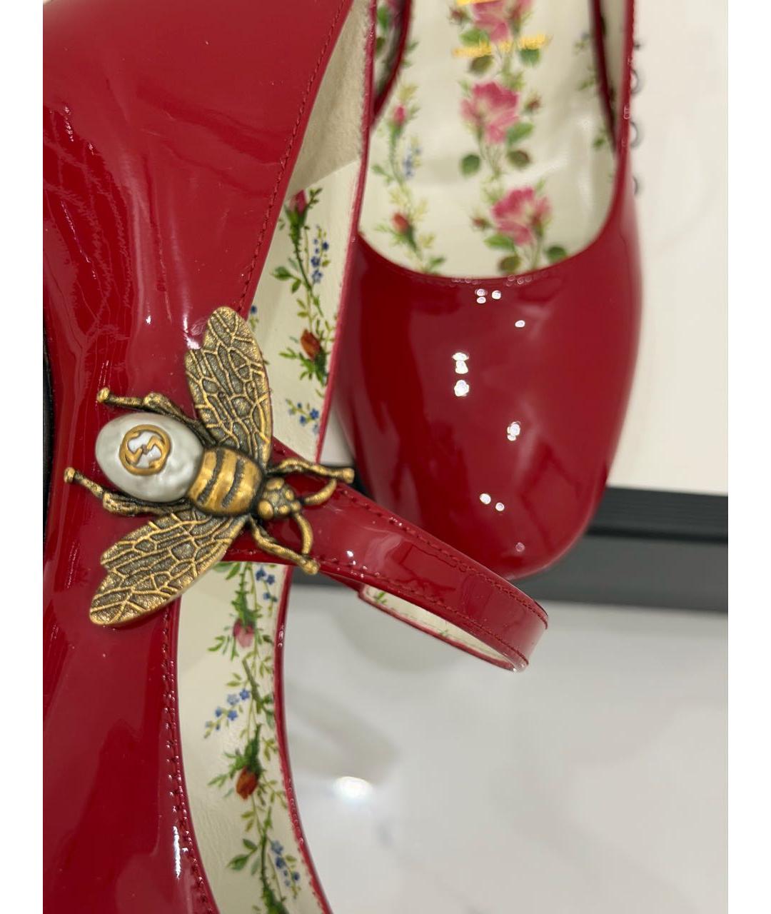 GUCCI Красные кожаные туфли, фото 5