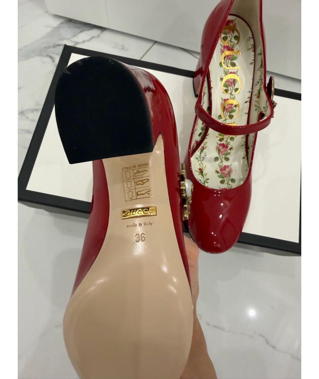 GUCCI Красные кожаные туфли, фото 4