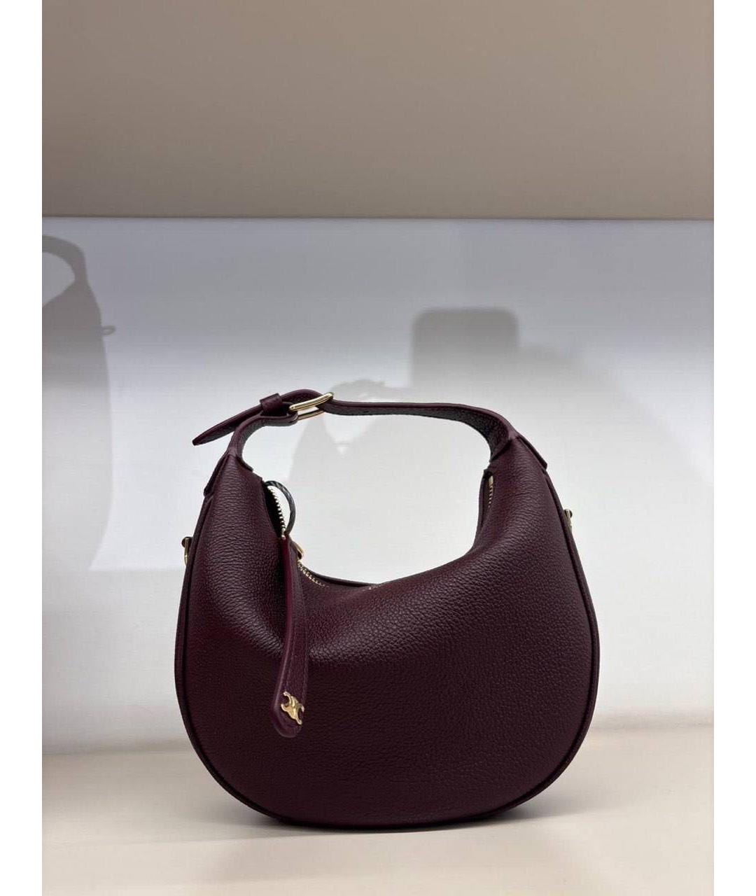 CELINE Бордовая кожаная сумка через плечо, фото 5
