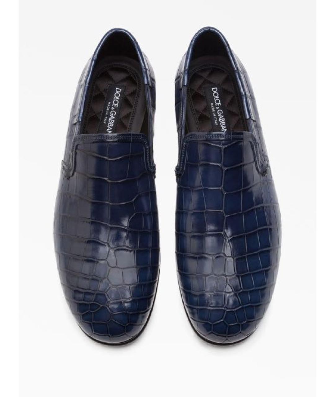 DOLCE&GABBANA Темно-синие лоферы из экзотической кожи, фото 2