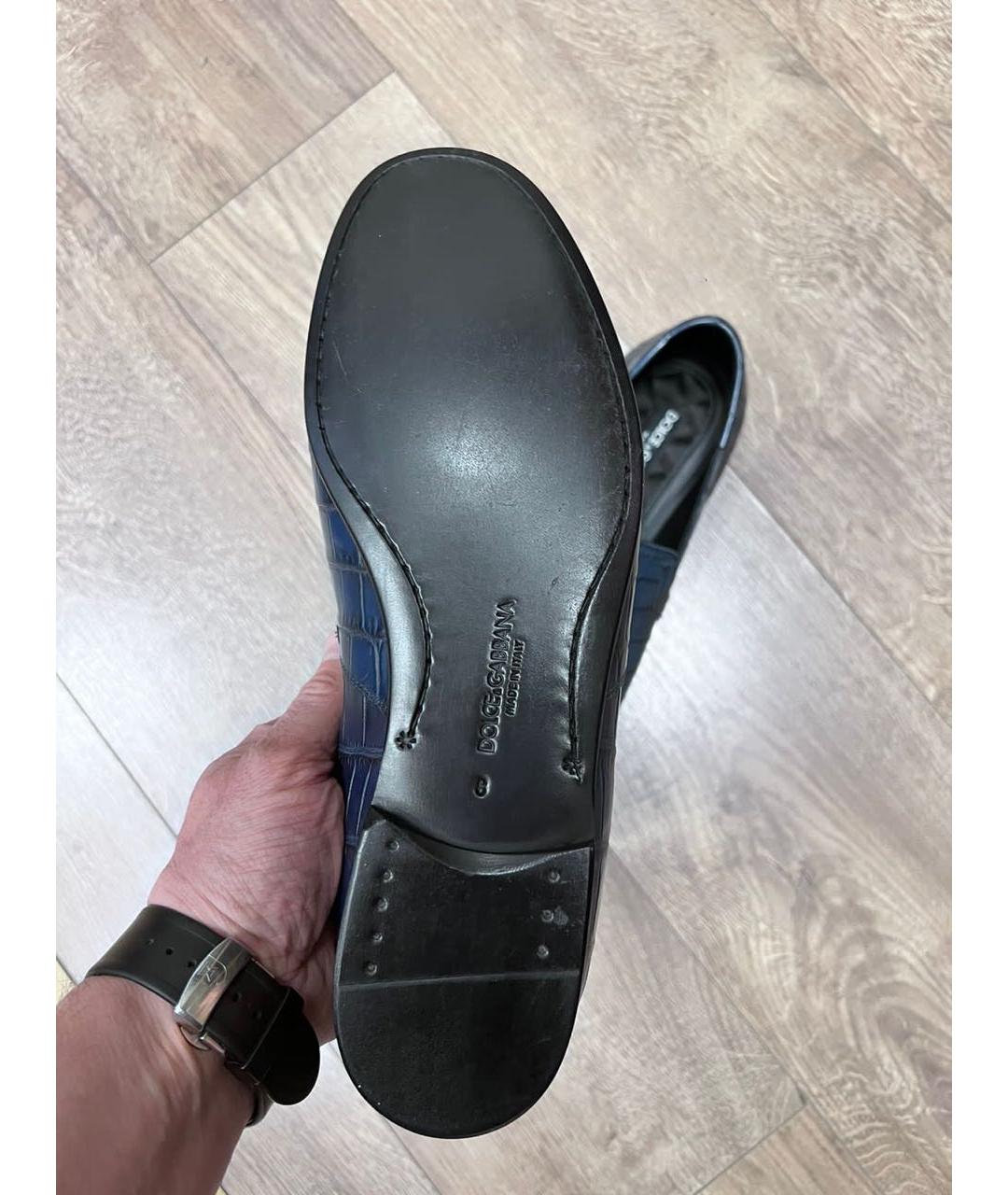 DOLCE&GABBANA Темно-синие лоферы из экзотической кожи, фото 6