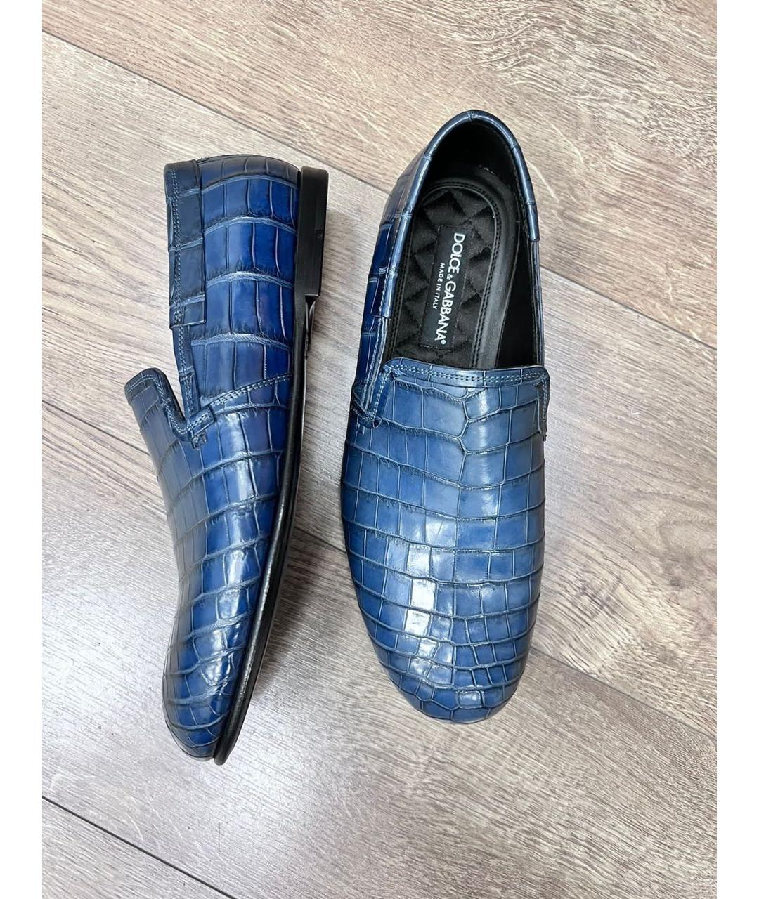 DOLCE&GABBANA Темно-синие лоферы из экзотической кожи, фото 5